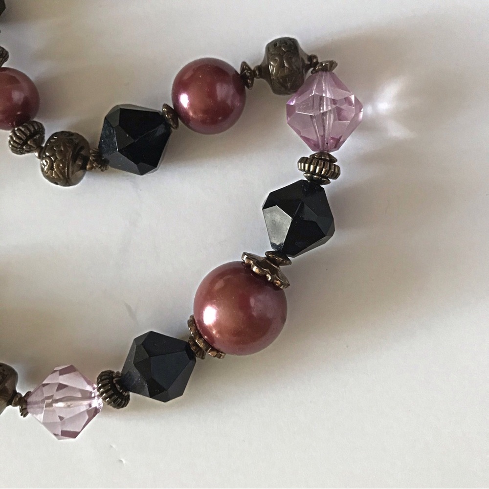 Vintage chunky metal and glass beads necklace